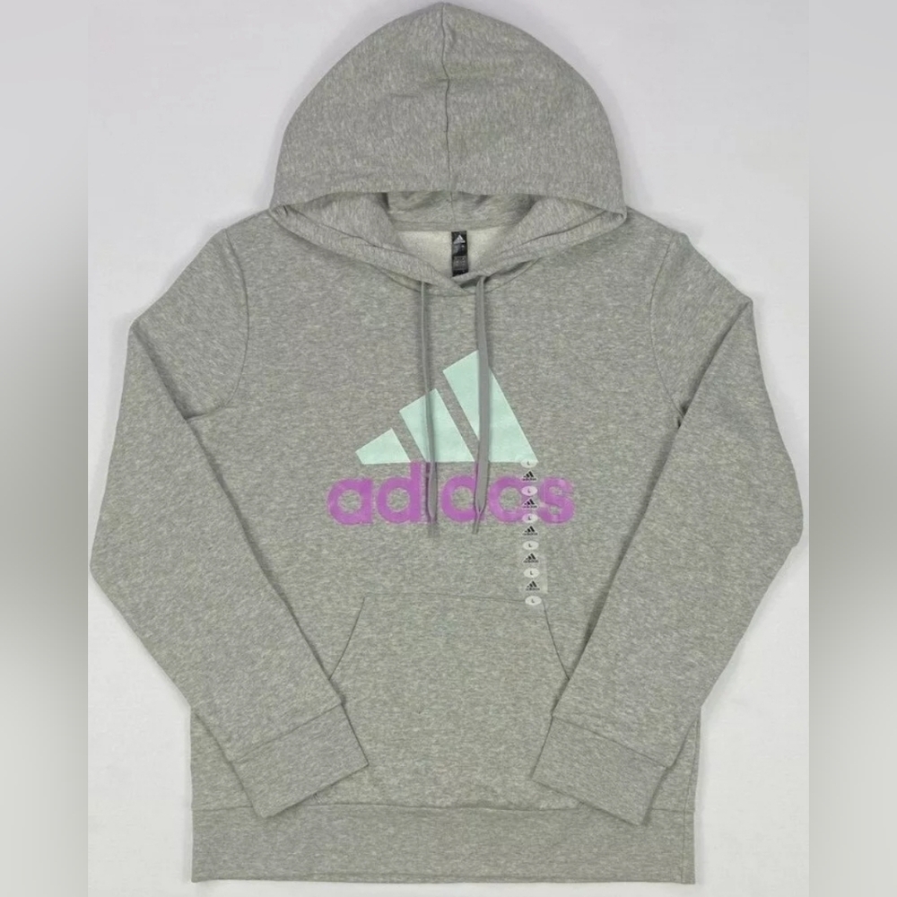 NWT Adidas Gray Hoodie with Mint and Purple Logo (L)
